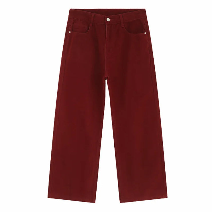 VINTAGE  STYLE MID HIGH SUMMER VERSATILE WIDE LOOSE JEANS