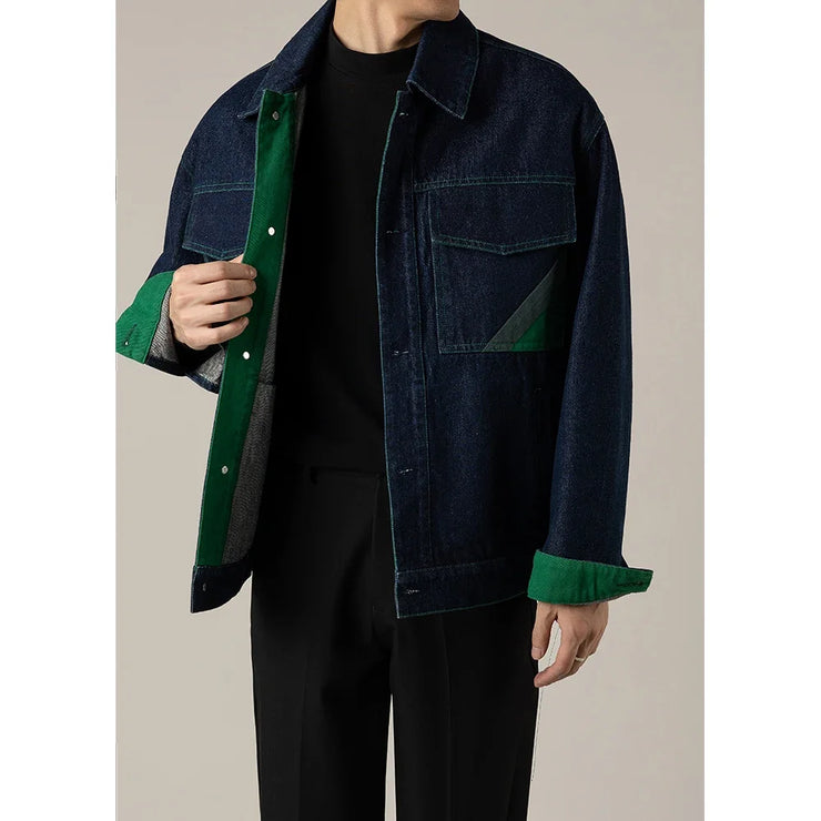 CELEBRITY VINTAGE CASUAL SPLICE DENIM JACKET