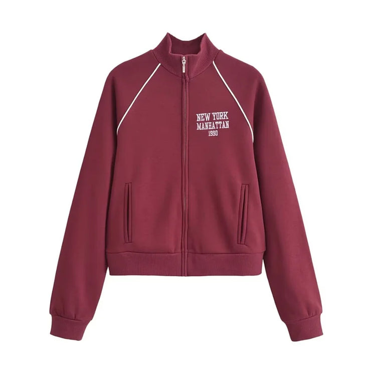 Women's Stand Collar Flannel sports set