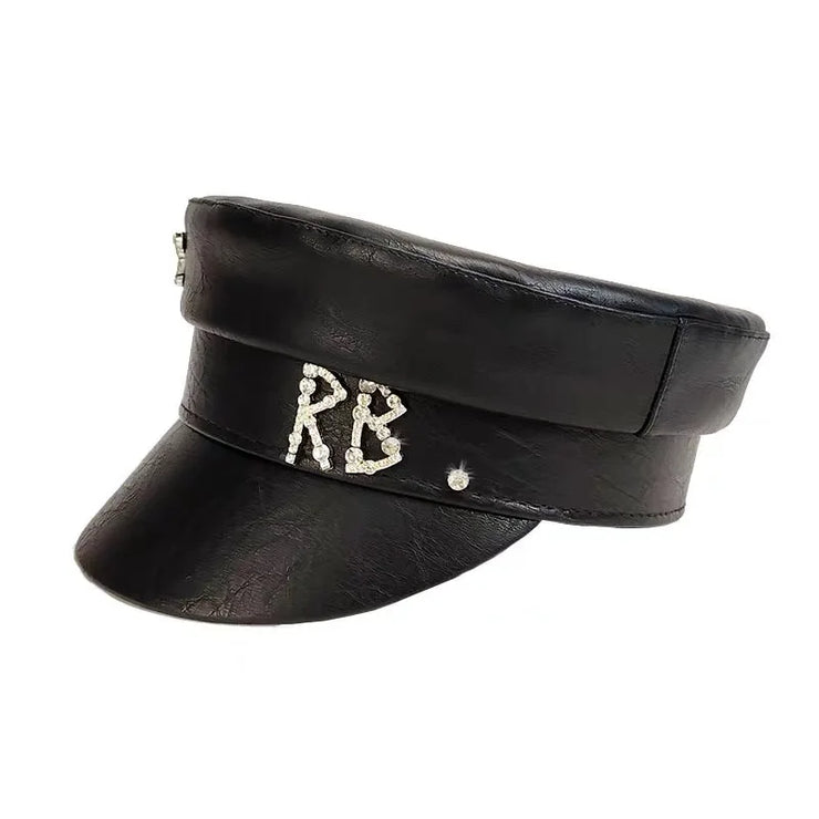Designer Leather Diamond RB Letter Caps