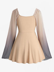 Rose girl Ombre Mesh Ruffles Shoulder Dress