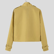 INCERUN Men Solid  Stand Collar Long Sleeve