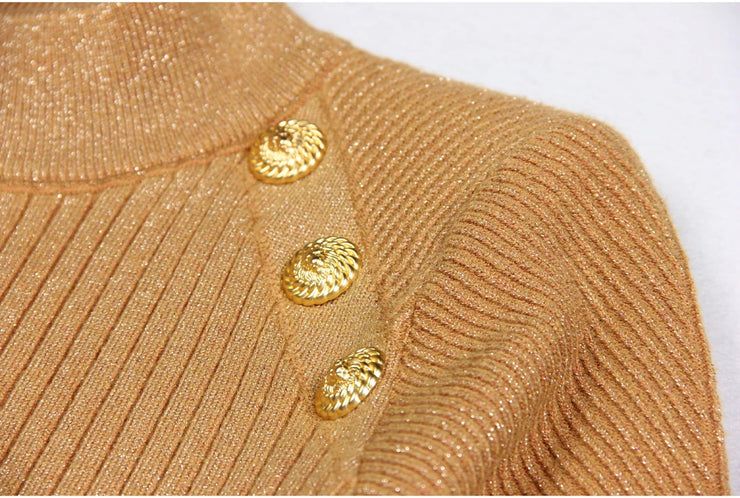 New Long Sleeve Round Neck Slim Midi Knit Dress