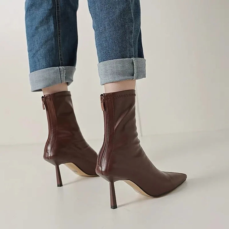 Luxury  Pointed High Ankle Boots