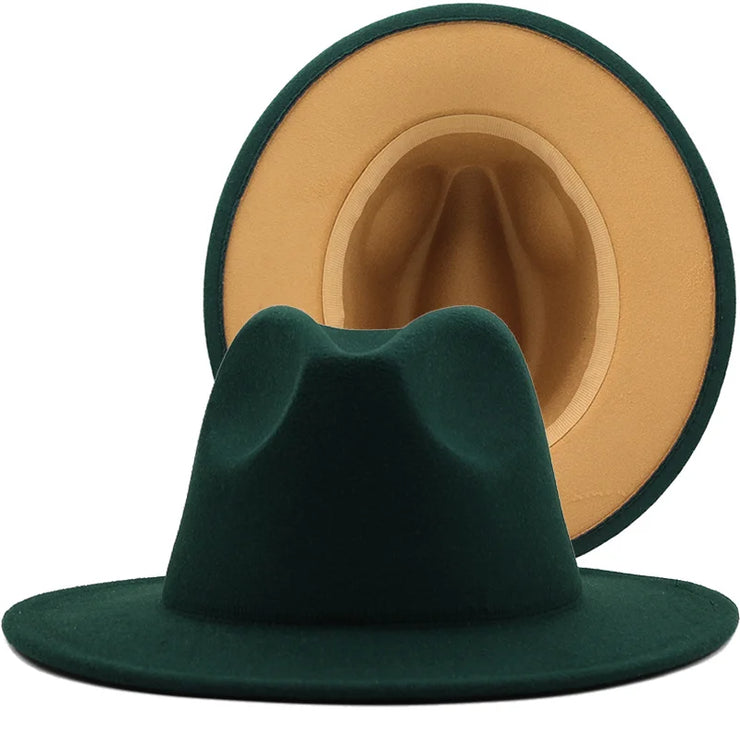 Two toned fedoras beige bottom Hat