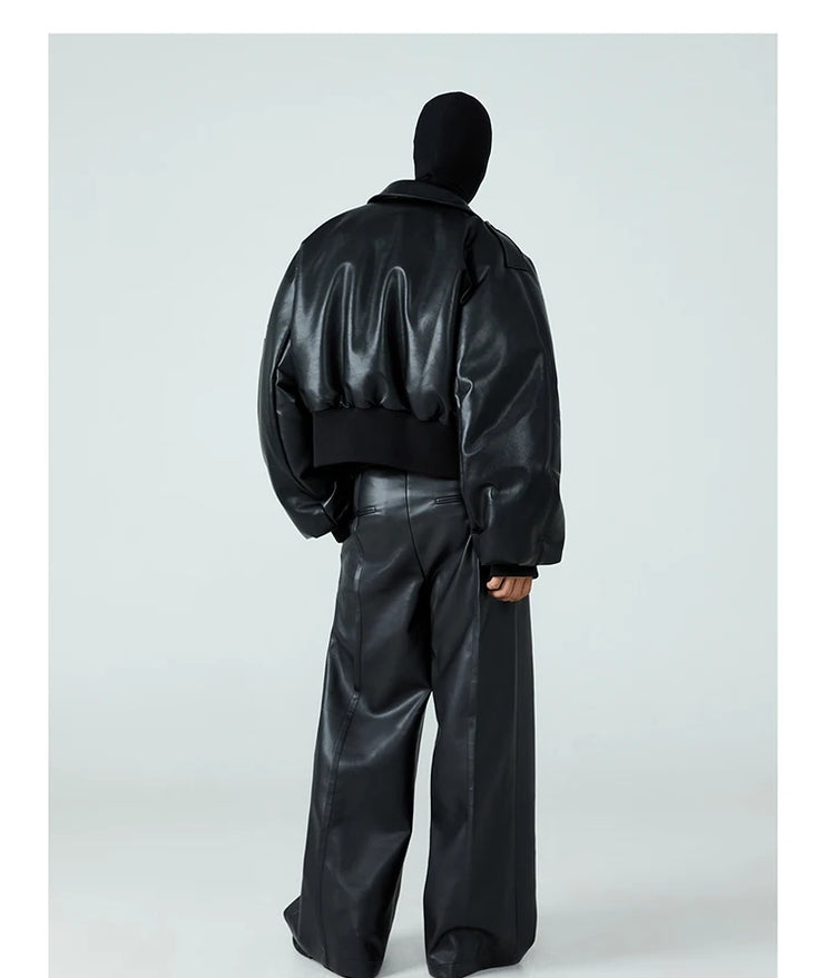 Pluffed Mauroicardi Black  Leather Jacket