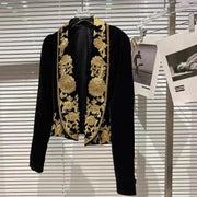 Retro velvet  Floral Embroidered Suits Jacket