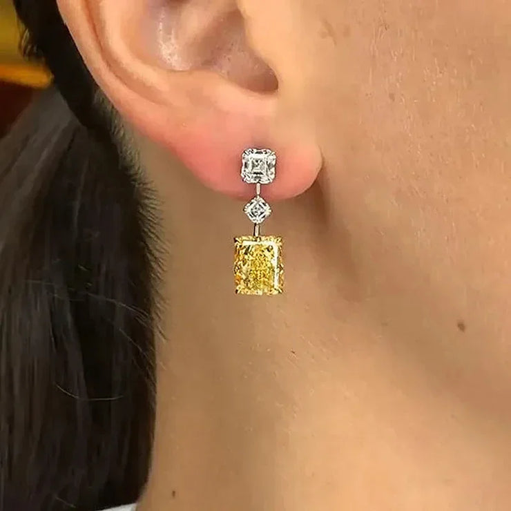 Luxury Bright Yellow Crystal Earrings