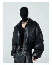 Pluffed Mauroicardi Black  Leather Jacket
