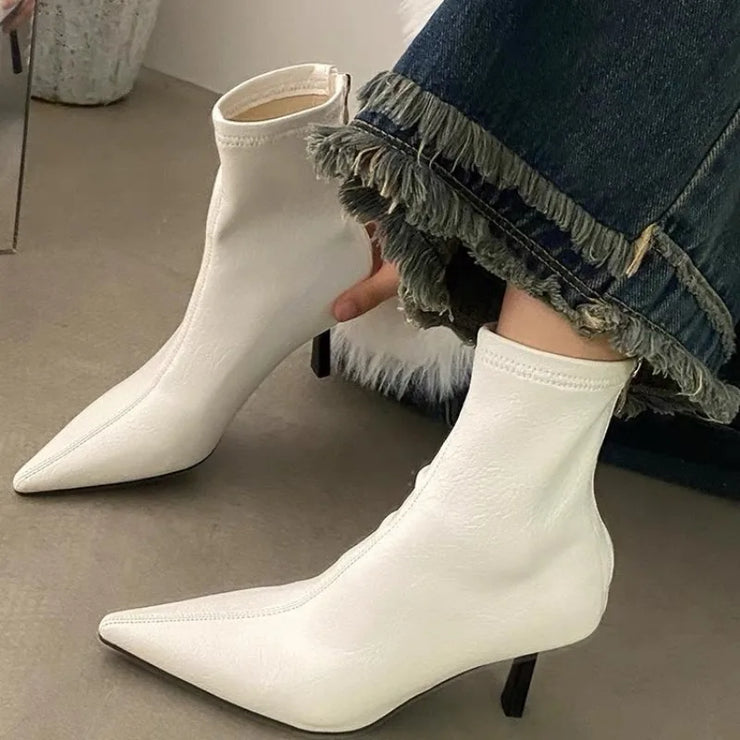 Luxury  Pointed High Ankle Boots
