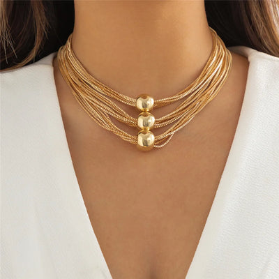 Gothic Layered Big Ball Pendant Choker Necklace