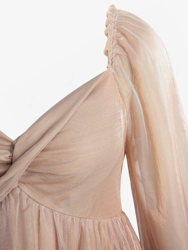 Rose girl Ombre Mesh Ruffles Shoulder Dress