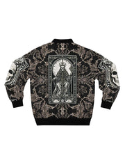 Gothic skull 3d pattern zip up bomber jacket