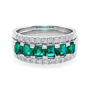 Luxury Dark Green Square Cubic Zirconia Ring