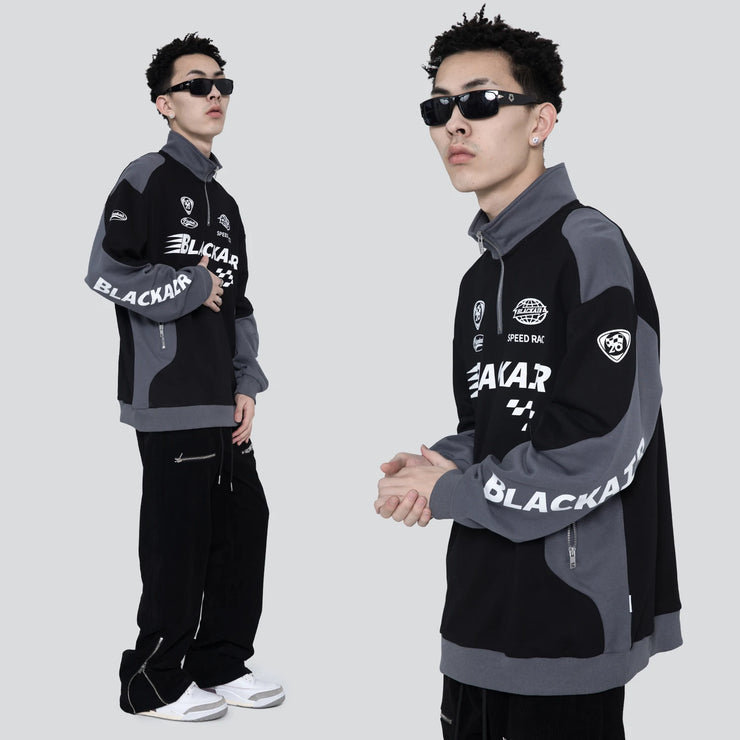 High Quality American Retro Half Zipper Racing Suit