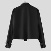 INCERUN Men Solid  Stand Collar Long Sleeve