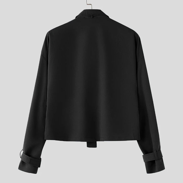 INCERUN Men Solid  Stand Collar Long Sleeve
