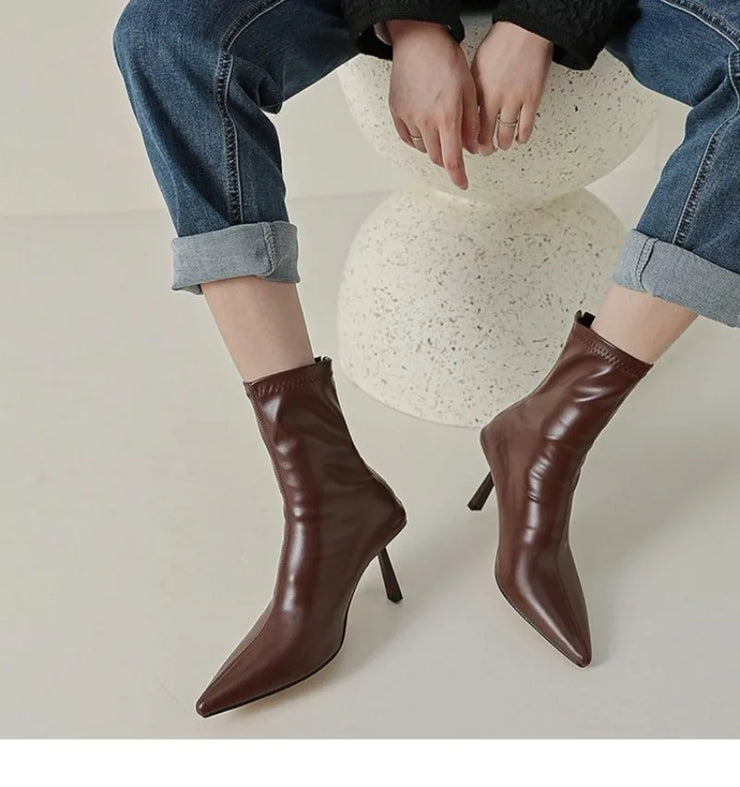 Luxury  Pointed High Ankle Boots
