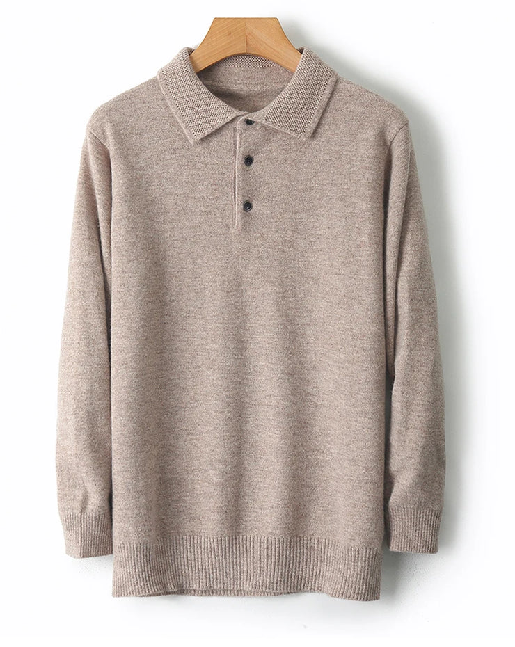 Merino Wool Cardigans Men Lapel Pullover sweatshirt