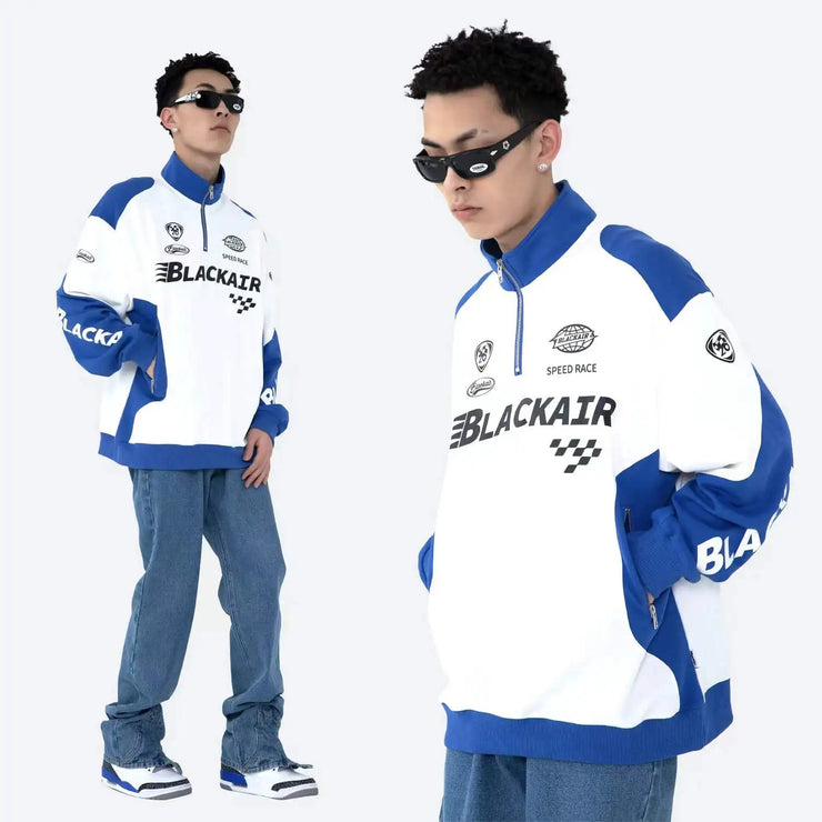 High Quality American Retro Half Zipper Racing Suit