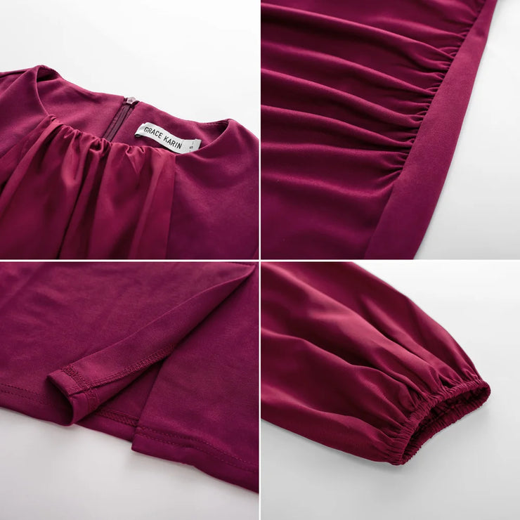 Long Sleeve Crew Neck Bodycon Midi Dress