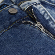Casual Multi-pocket Washed Bottom Straight jeans