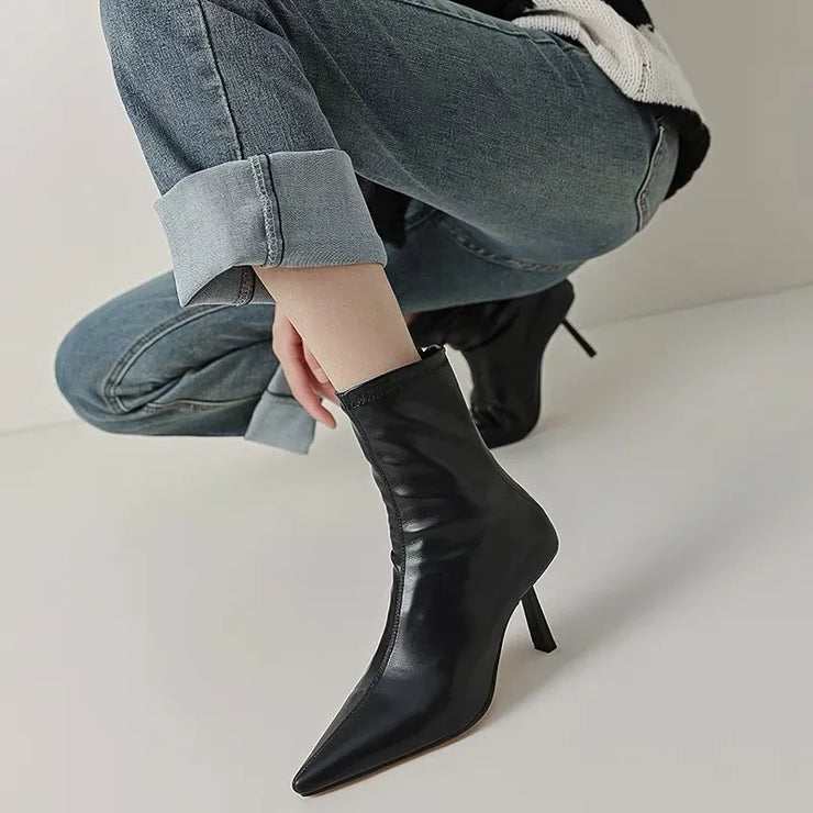 Luxury  Pointed High Ankle Boots