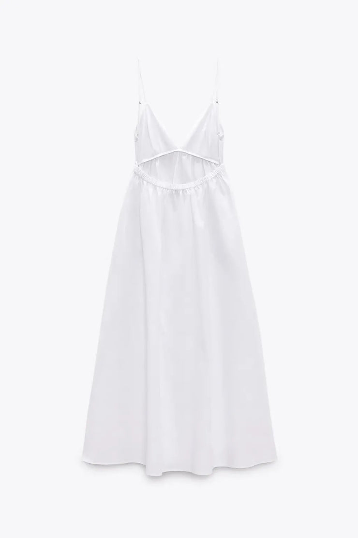 Women's Pull Over Backless Midi Dress