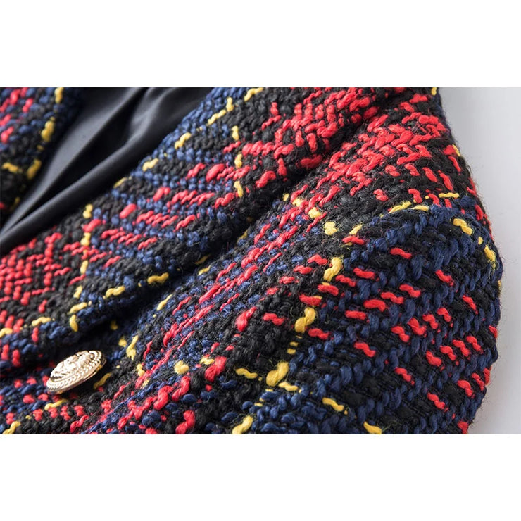 Scotticize Vintage Thick Woolen Red Plaid Pattern Slim Fit Blazer