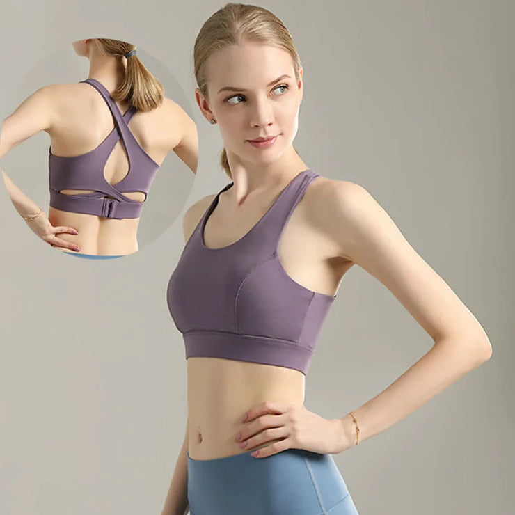 WOMENS SOLID ATHLETIC YOGA CROP TOP