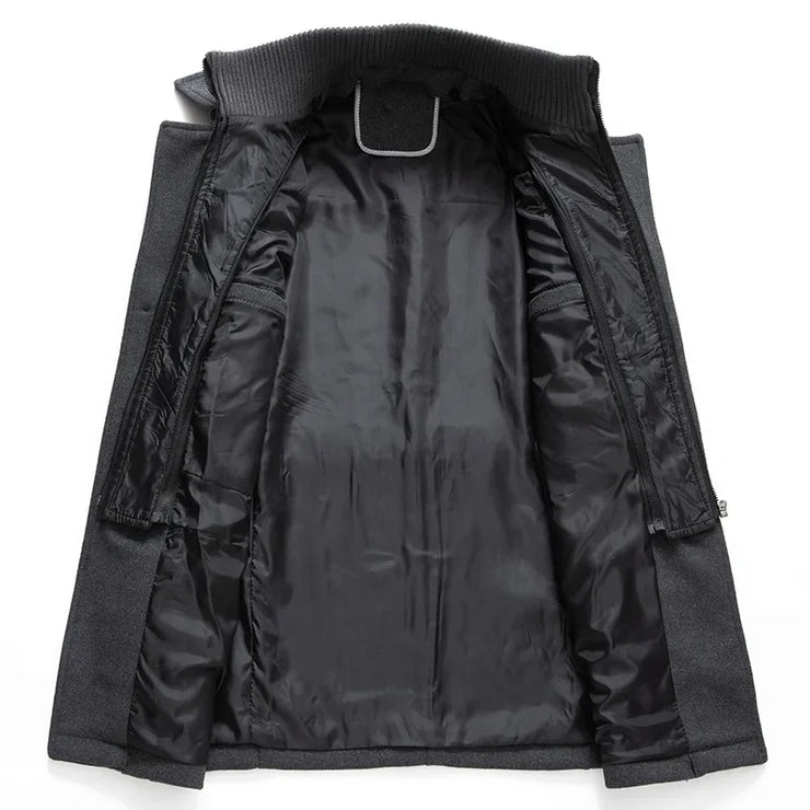Thickended Men's Wool Blend Winter Double Collar jacket