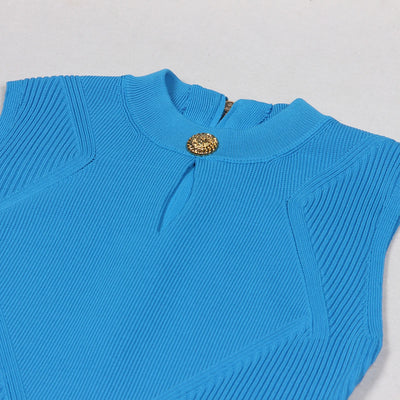 Luxury Hollow Button Sleeveless Zipper Slim Fit Dress