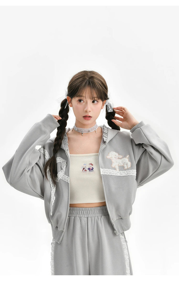 Grey Kawaii Mori Girl Versatile Sports Leisure