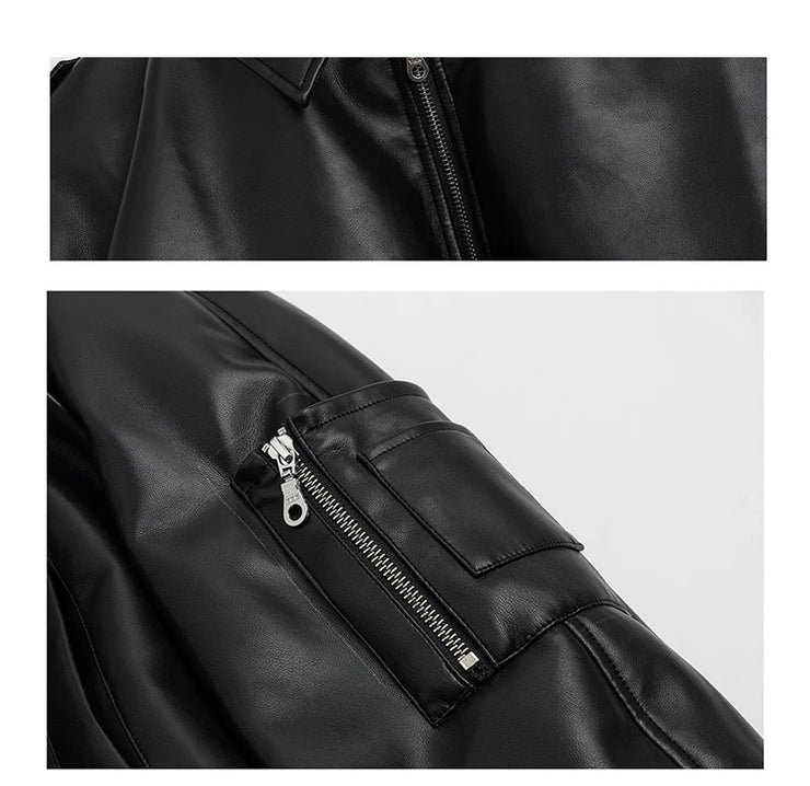 Pluffed Mauroicardi Black  Leather Jacket