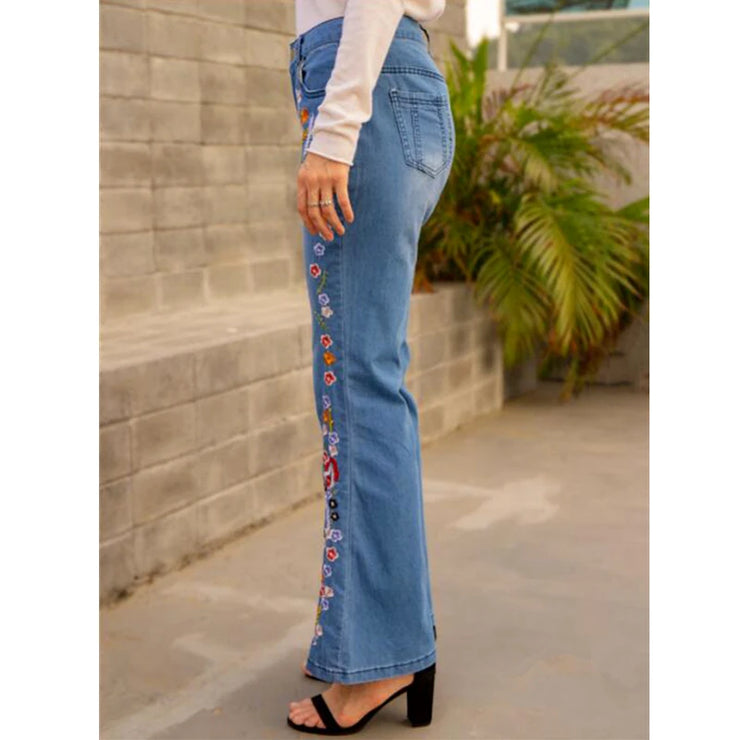 Luxury Blue Embroidered Jeans
