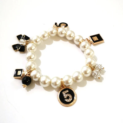 Luxury Elastic Glass Pearl Charms Designer Bracelet