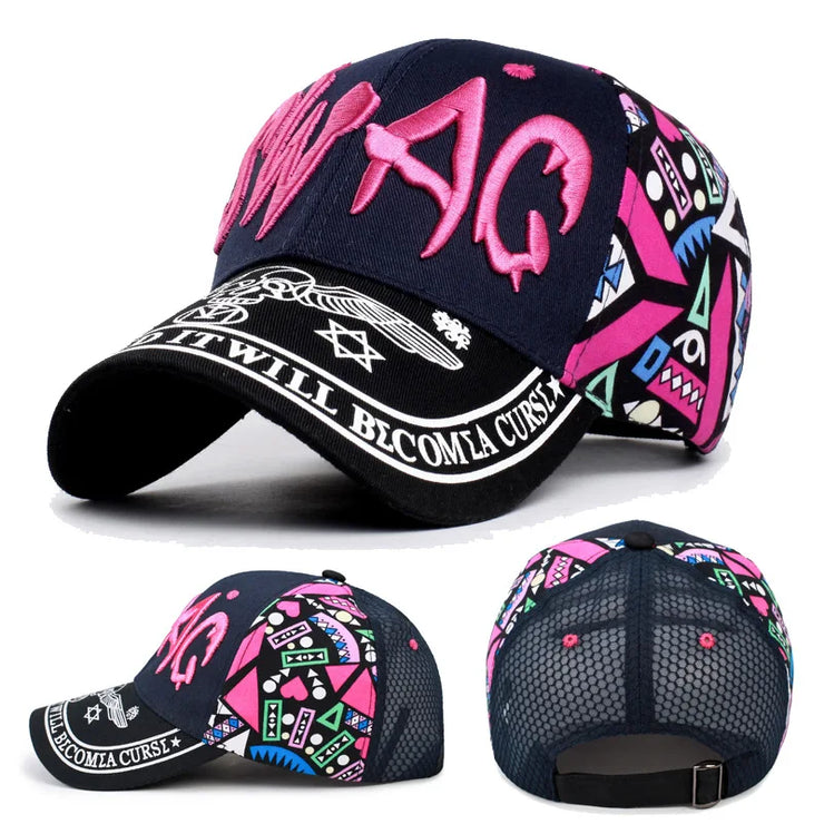 Parent-Child Cartoon Embroidery Letter SunShade Baseball Cap