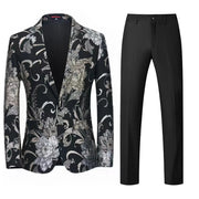 609 Host Emcee Wedding Groomsman Jacquard Two-piece Set