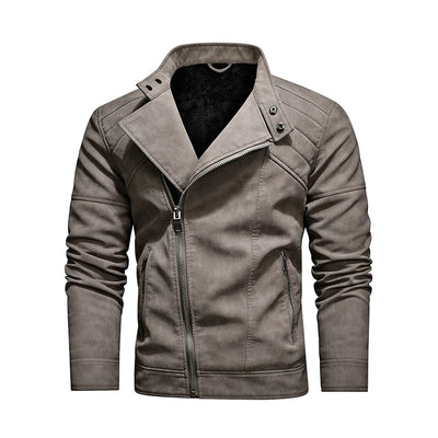 Winter leather Fleece Warm Zipper Motorbike jacket
