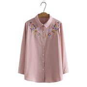 WOMEN'S CHEST EMBROIDERY FLOWER LONG COTTON SLEEVE