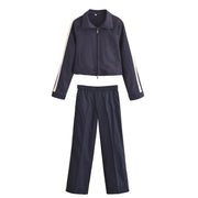 New Fall Side Stripe Long Sleeve Jacket and trouser