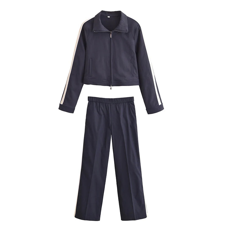 New Fall Side Stripe Long Sleeve Jacket and trouser