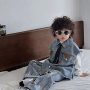 POPULAR WESTERN STYLE CHILDERN'S  LEISURE GRAFFITI TWO PIECE SUITS