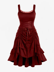 Rosegal Black Ruffled  Sleeveless Midi Dresses
