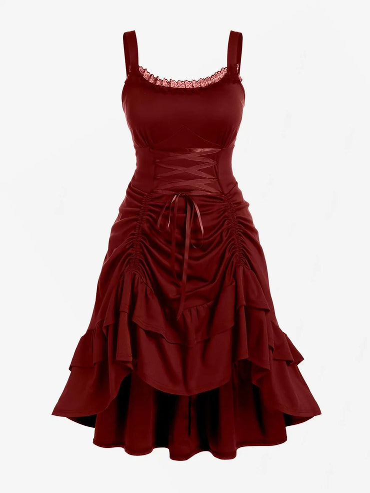 Rosegal Black Ruffled  Sleeveless Midi Dresses