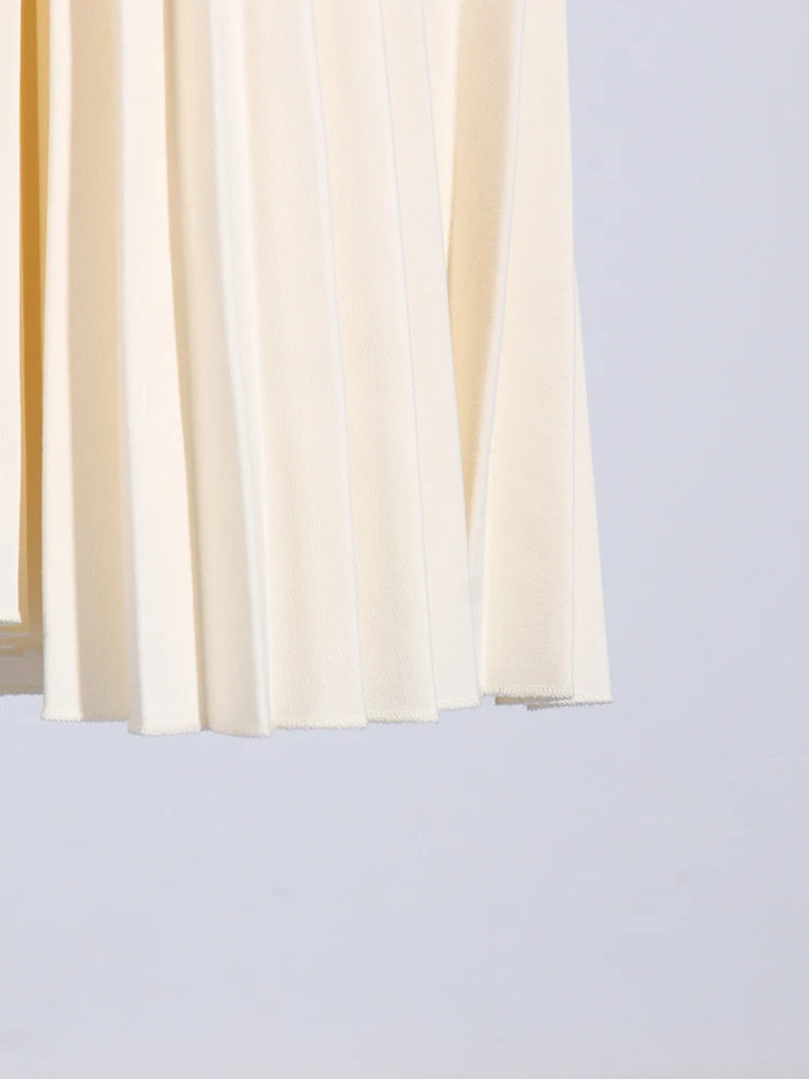 Luxury Solid Hollow Out Patchwork Folds Elegant Dress
