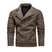 Winter leather Fleece Warm Zipper Motorbike jacket