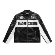 American Retro Leather Racing Zipper jacket