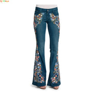 Luxury Blue Embroidered Jeans