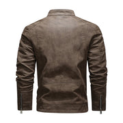 Winter leather Fleece Warm Zipper Motorbike jacket